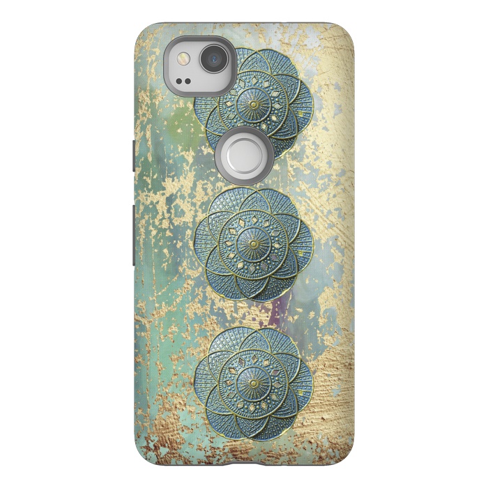 Pixel 2 StrongFit Precious Embellishment On Gold And Teal by Andrea Haase