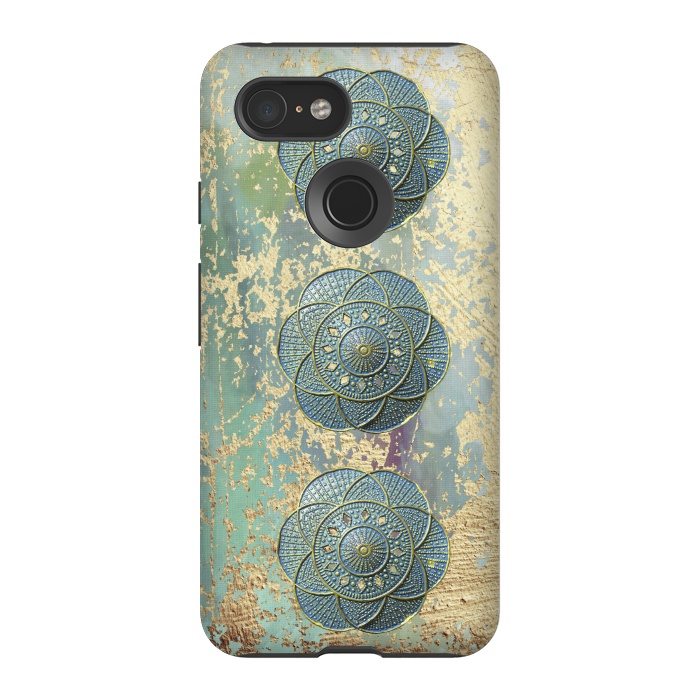 Pixel 3 StrongFit Precious Embellishment On Gold And Teal by Andrea Haase