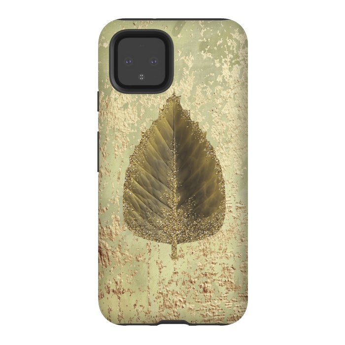 Pixel 4 StrongFit Golden Leaf And Sparkle by Andrea Haase