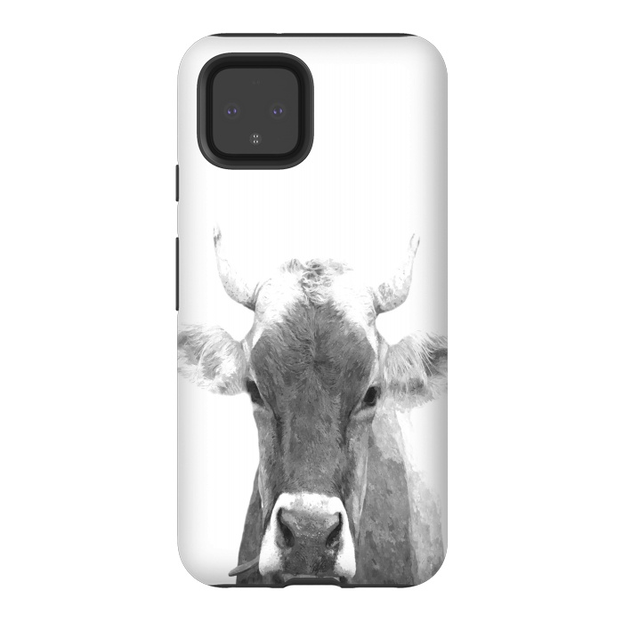 Pixel 4 StrongFit Black and White Cow by Alemi