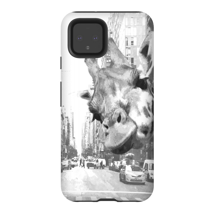 Pixel 4 StrongFit Black and White Selfie Giraffe in NYC by Alemi