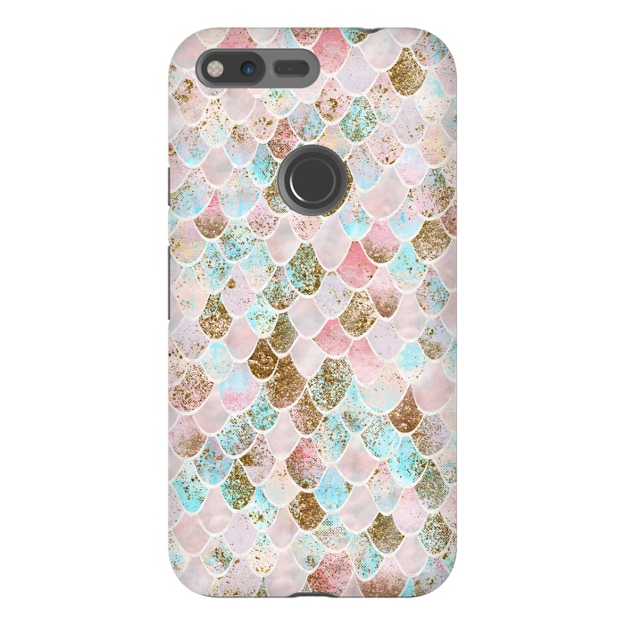 Pixel XL StrongFit Wonky Watercolor Pink and Blue Mermaid Scales  by  Utart