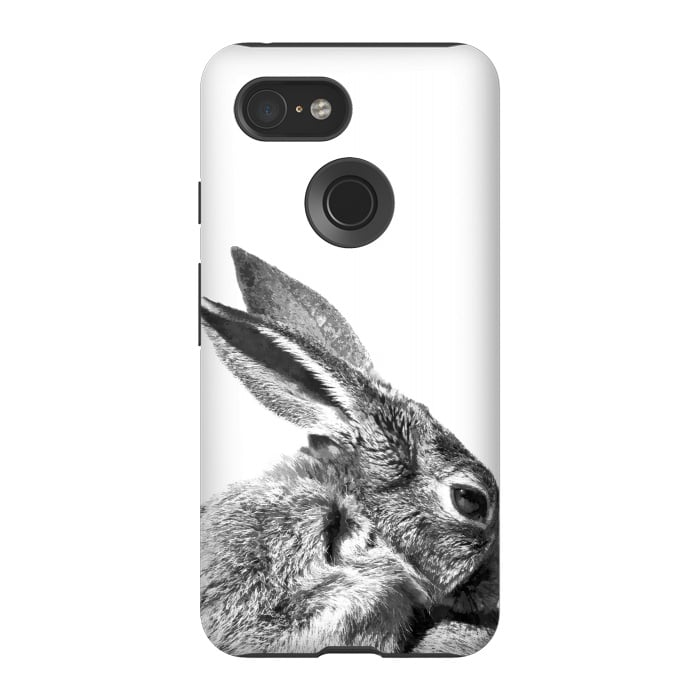 Pixel 3 StrongFit Black and White Rabbit by Alemi
