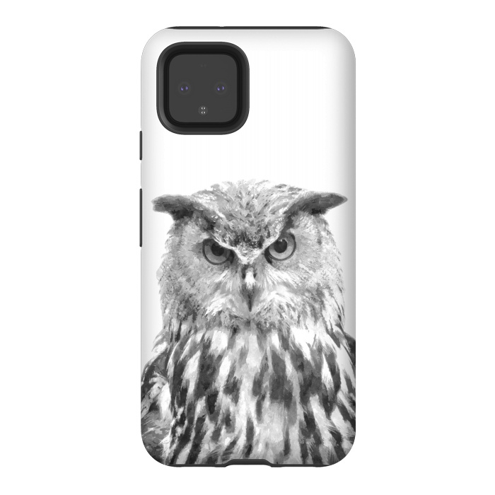 Pixel 4 StrongFit Black and White Owl by Alemi