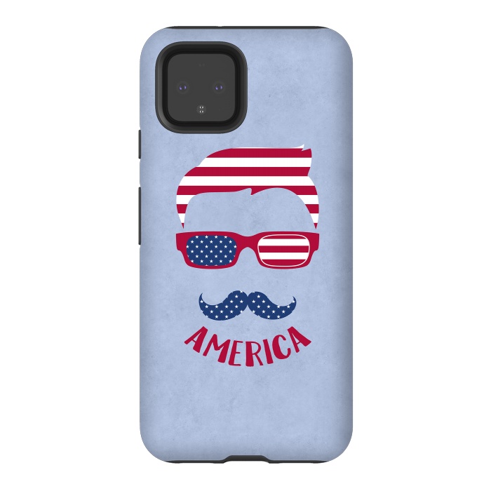 Pixel 4 StrongFit American Hipster Face 4th July by Andrea Haase