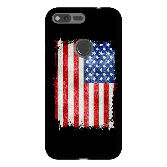 Pixel XL StrongFit American Flag Grunge Style by Andrea Haase