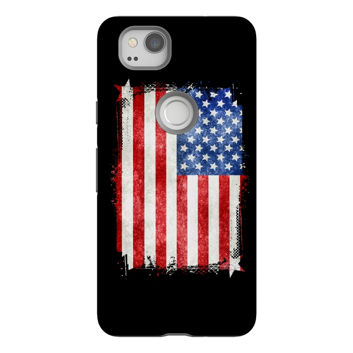 Pixel 2 StrongFit American Flag Grunge Style by Andrea Haase