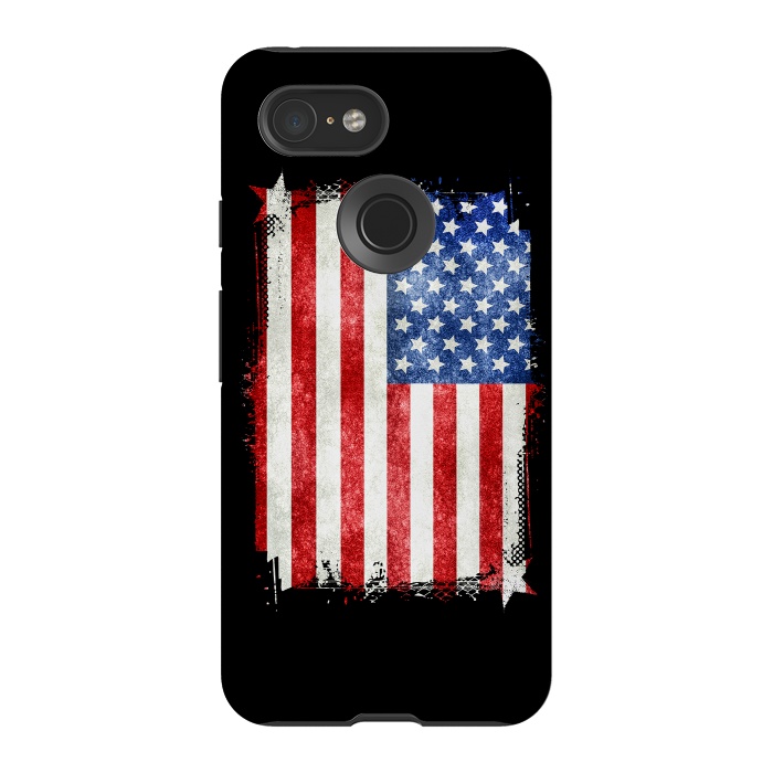 Pixel 3 StrongFit American Flag Grunge Style by Andrea Haase