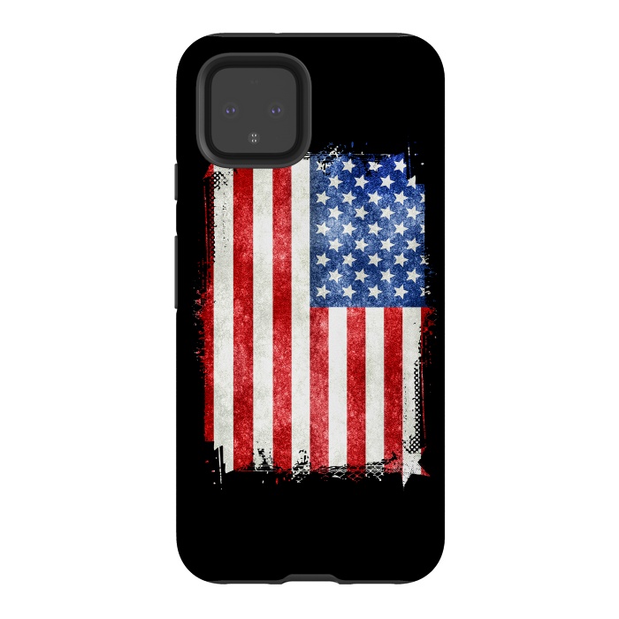 Pixel 4 StrongFit American Flag Grunge Style by Andrea Haase