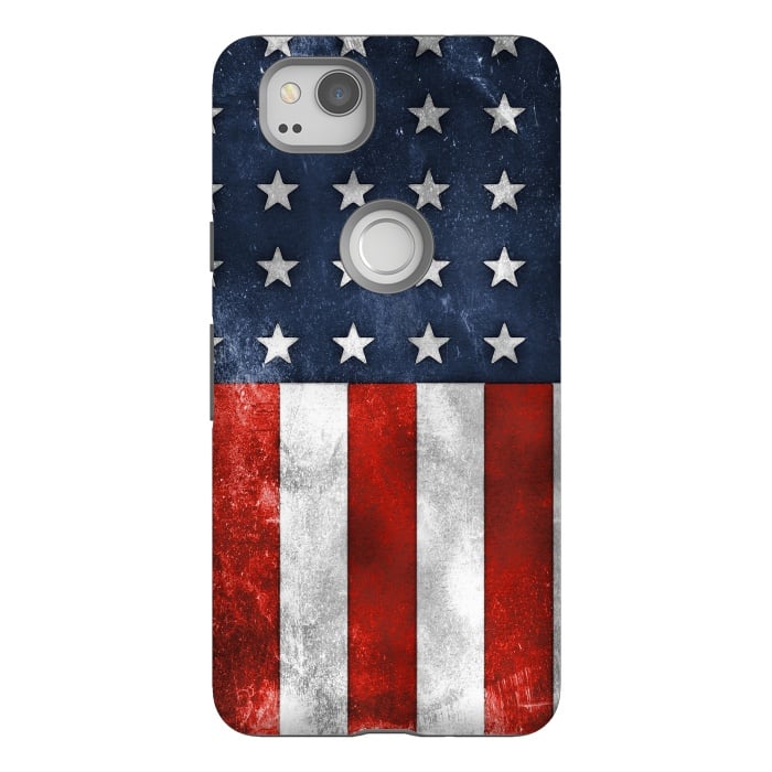 Pixel 2 StrongFit Grunge Style American Flag by Andrea Haase