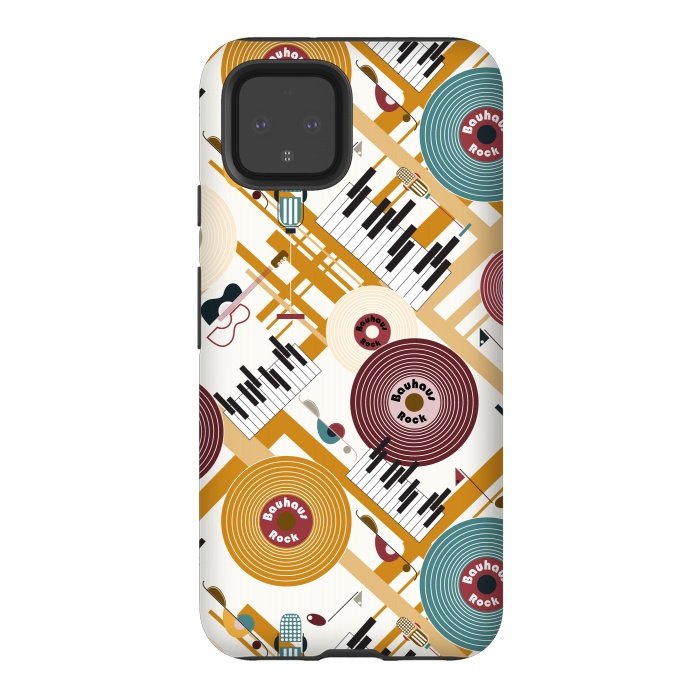 Pixel 4 StrongFit Bauhaus Rock - Mustard and Burgundy by Paula Ohreen