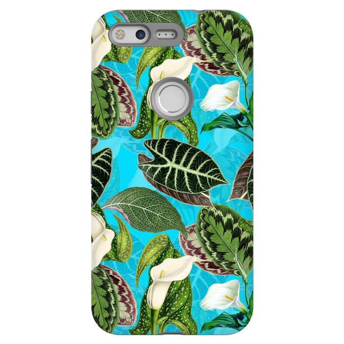 Pixel StrongFit Fresh tropical Flowers and Leaves Pattern by  Utart