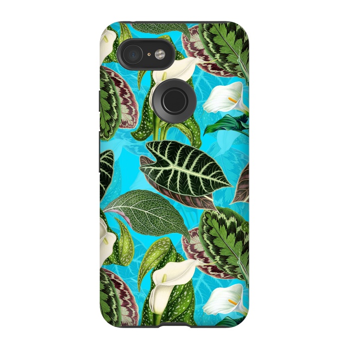 Pixel 3 StrongFit Fresh tropical Flowers and Leaves Pattern by  Utart