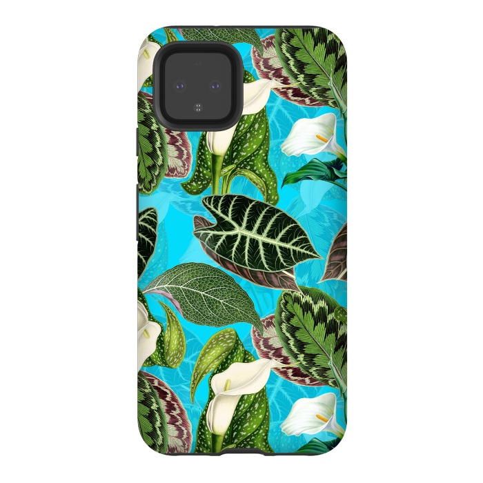 Pixel 4 StrongFit Fresh tropical Flowers and Leaves Pattern by  Utart