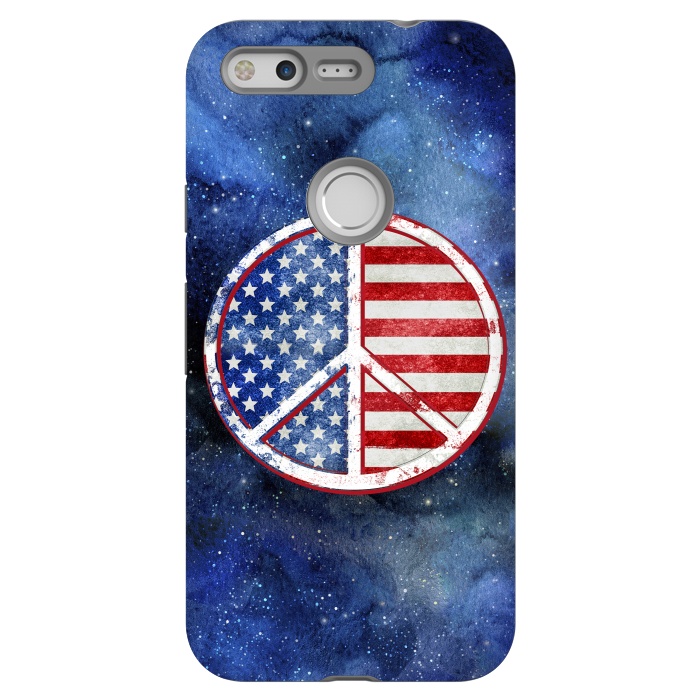 Pixel StrongFit Peace Sign Stars and Stripes USA Flag 2 by Andrea Haase