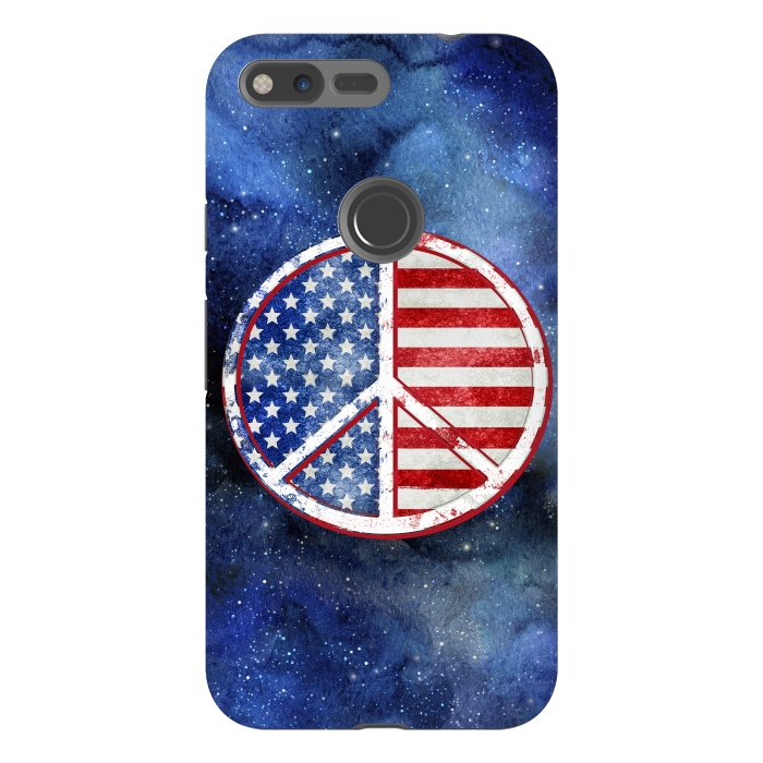 Pixel XL StrongFit Peace Sign Stars and Stripes USA Flag 2 by Andrea Haase