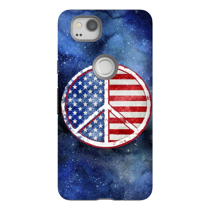 Pixel 2 StrongFit Peace Sign Stars and Stripes USA Flag 2 by Andrea Haase