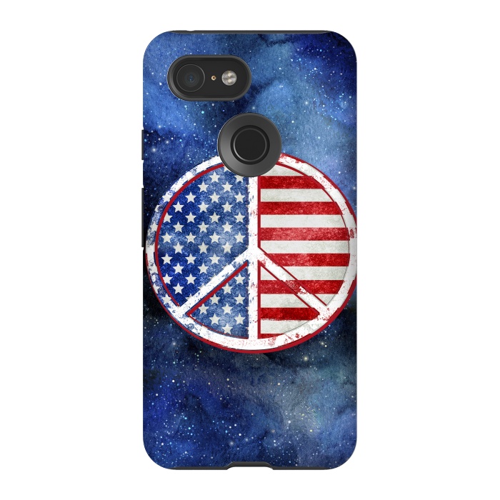 Pixel 3 StrongFit Peace Sign Stars and Stripes USA Flag 2 by Andrea Haase