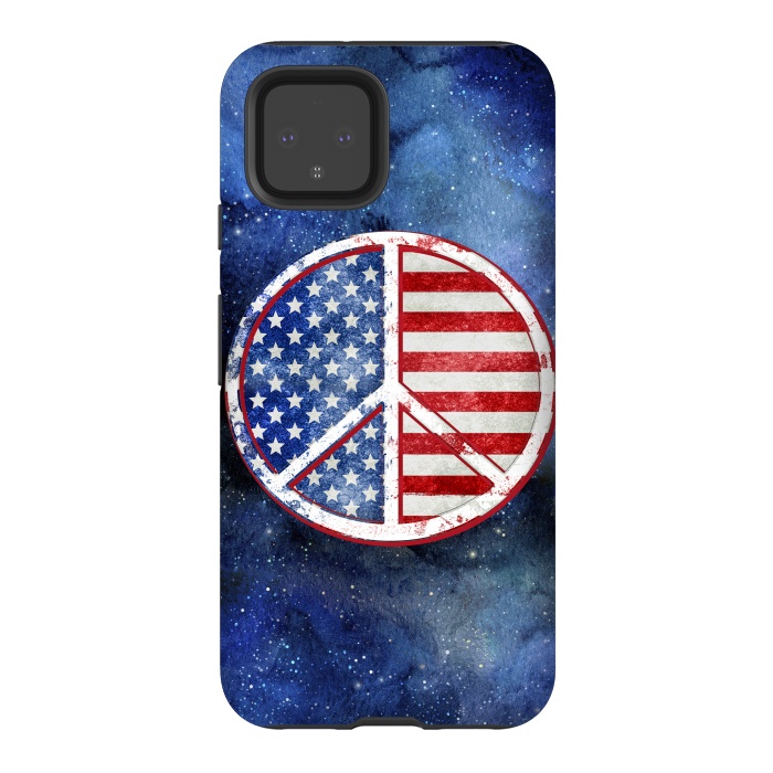 Pixel 4 StrongFit Peace Sign Stars and Stripes USA Flag 2 by Andrea Haase