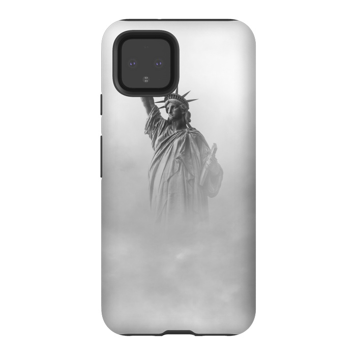 Pixel 4 StrongFit Statue Of Liberty Black And White by Andrea Haase