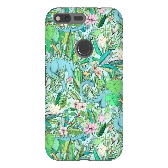 Pixel XL StrongFit Summer Floral with Dinosaurs by Micklyn Le Feuvre