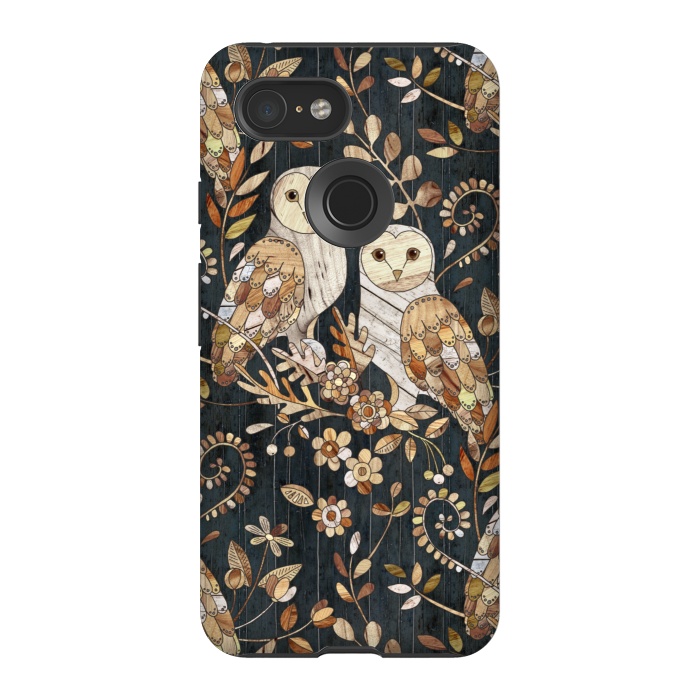 Pixel 3 StrongFit Wooden Wonderland Barn Owl Collage by Micklyn Le Feuvre