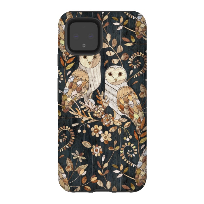 Pixel 4 StrongFit Wooden Wonderland Barn Owl Collage by Micklyn Le Feuvre