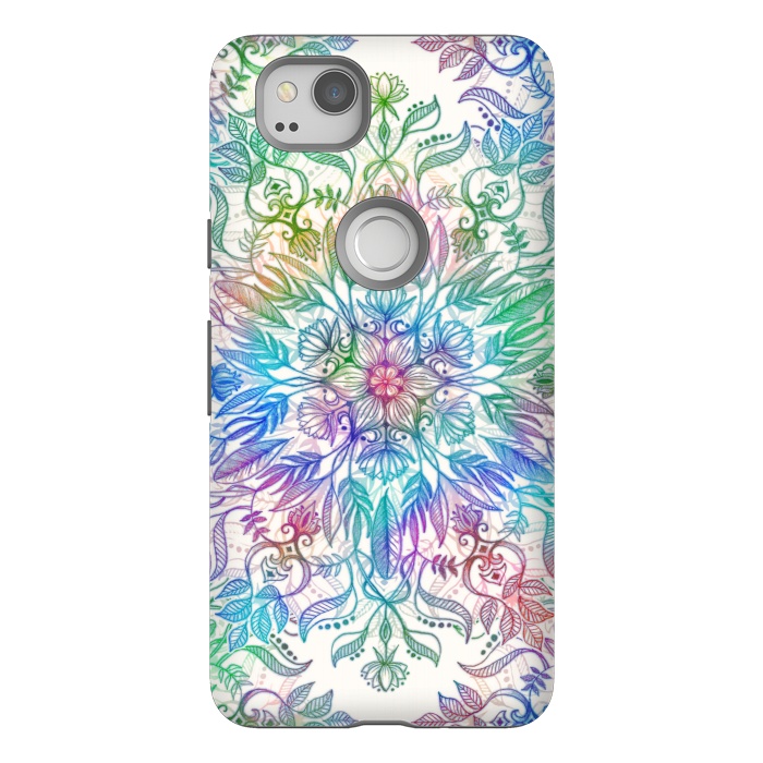 Pixel 2 StrongFit Nature Mandala in Rainbow Hues by Micklyn Le Feuvre