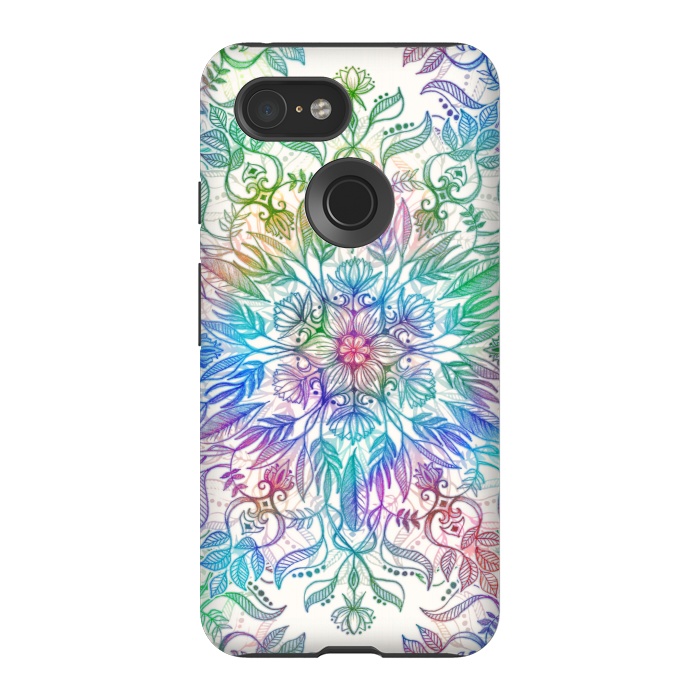 Pixel 3 StrongFit Nature Mandala in Rainbow Hues by Micklyn Le Feuvre