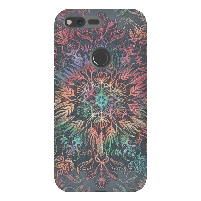 Pixel XL StrongFit Winter Sunset Mandala in Charcoal, Mint and Melon by Micklyn Le Feuvre