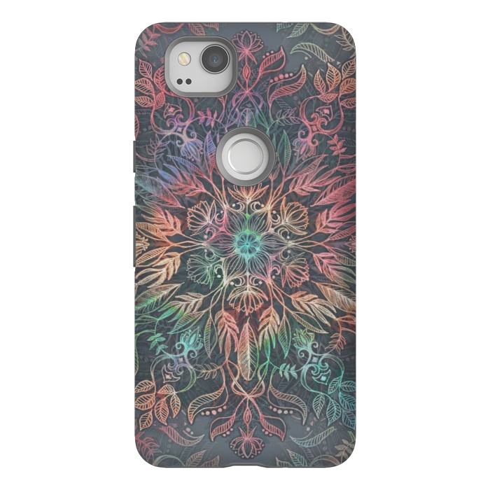 Pixel 2 StrongFit Winter Sunset Mandala in Charcoal, Mint and Melon by Micklyn Le Feuvre