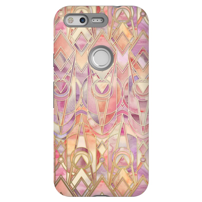 Pixel StrongFit Glowing Coral and Amethyst Art Deco Pattern by Micklyn Le Feuvre