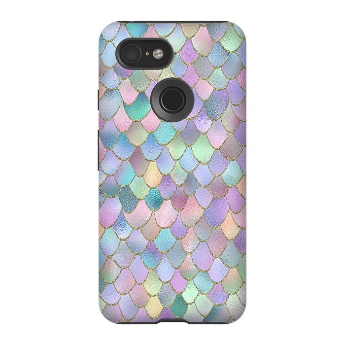 Pixel 3 StrongFit Lavender and Pink Wonky Mermaid Scales by  Utart