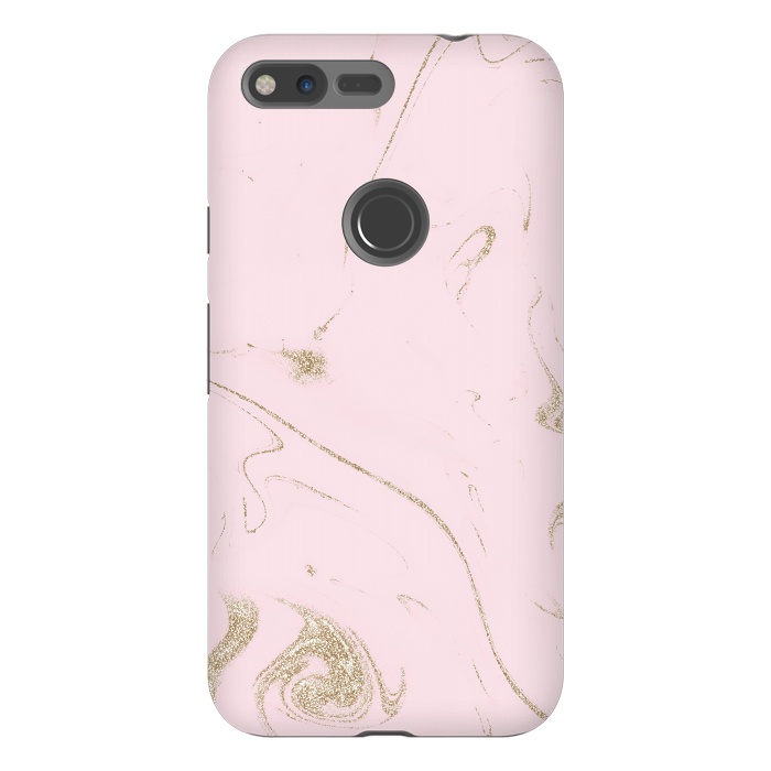 Pixel XL StrongFit Luxe gold and blush marble image by InovArts