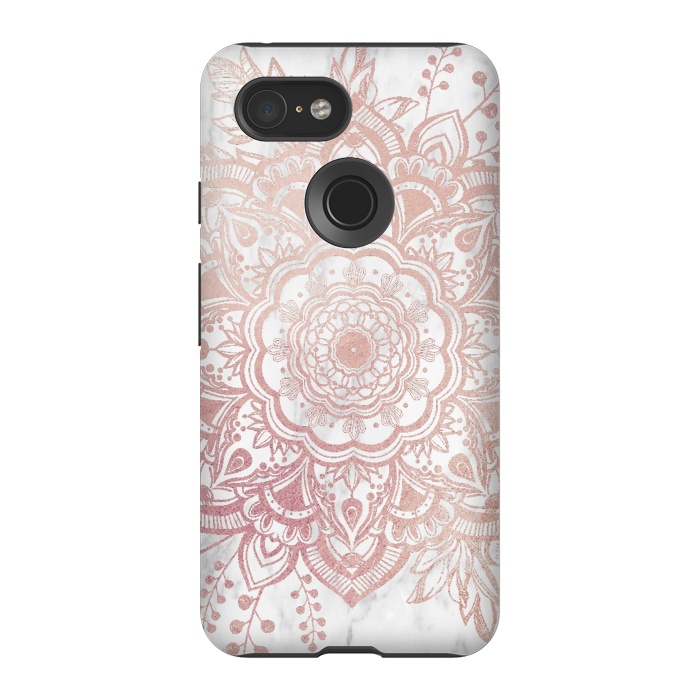 Pixel 3 StrongFit Queen Starring of Mandala-White Marble by ''CVogiatzi.