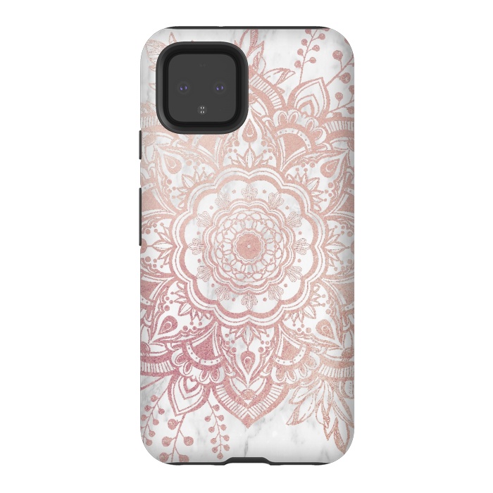 Pixel 4 StrongFit Queen Starring of Mandala-White Marble by ''CVogiatzi.