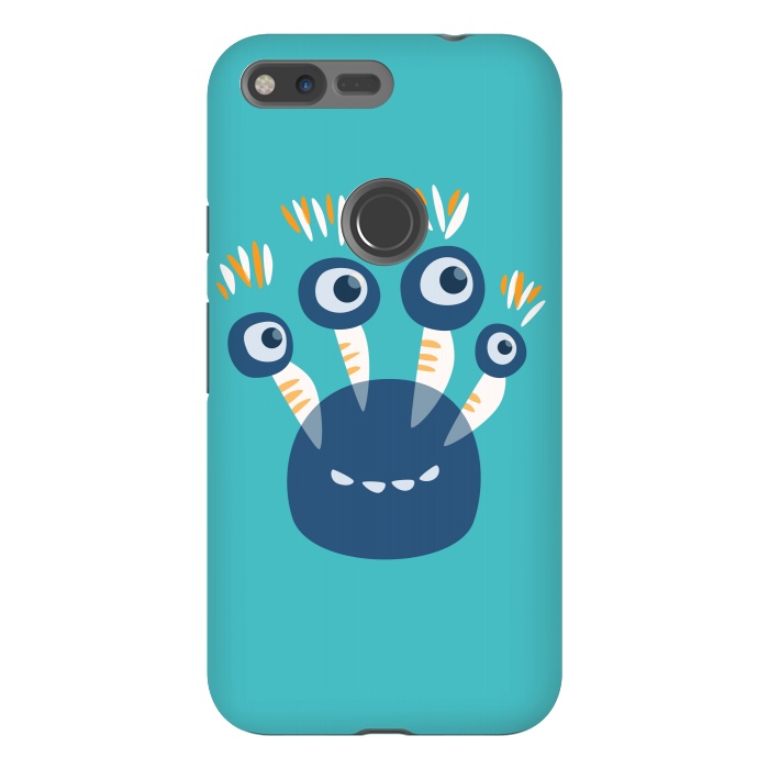 Pixel XL StrongFit Cute Blue Cartoon Monster With Four Eyes by Boriana Giormova