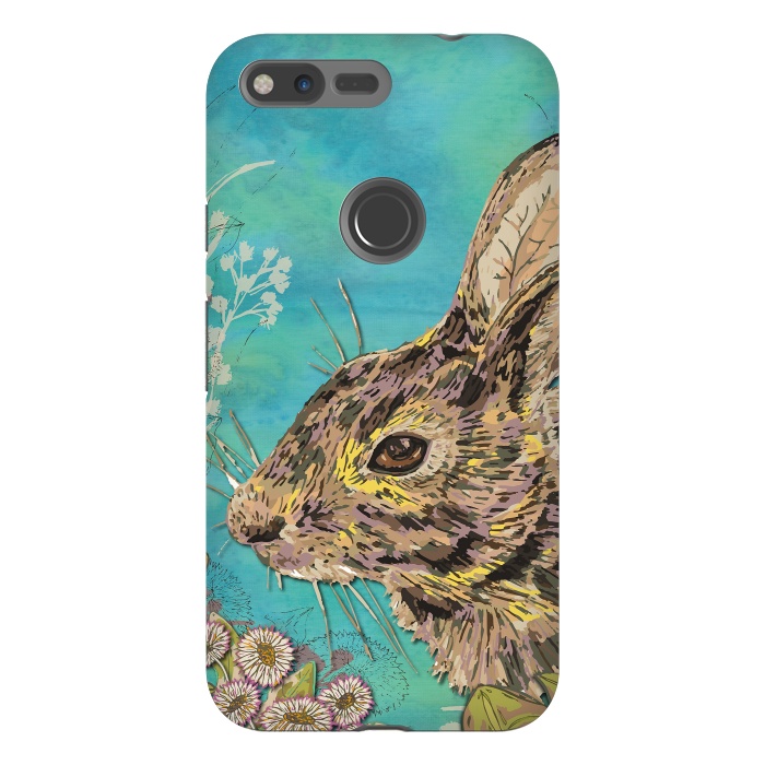Pixel XL StrongFit Rabbit and Daisies by Lotti Brown