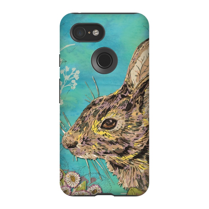 Pixel 3 StrongFit Rabbit and Daisies by Lotti Brown