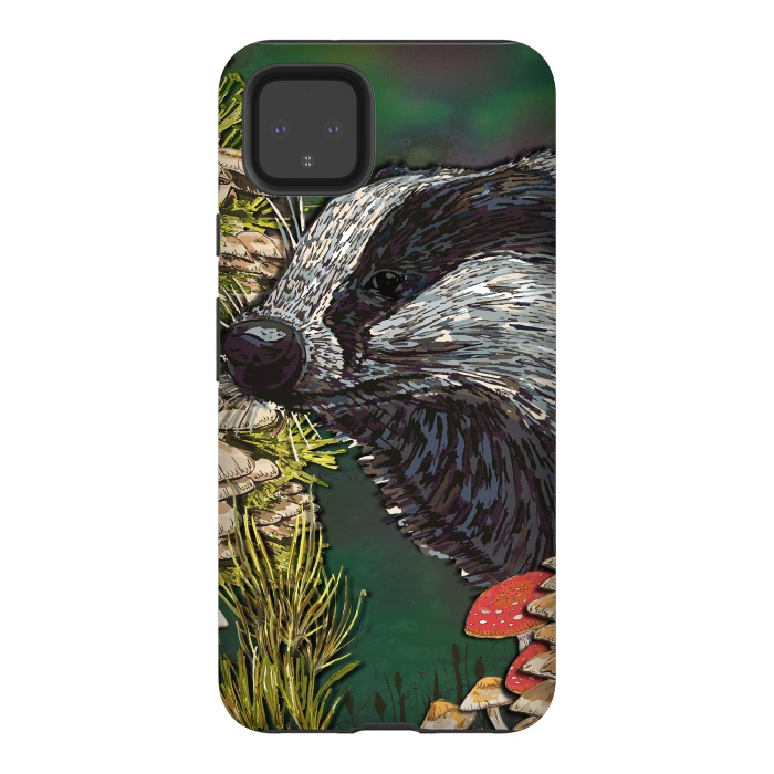 Pixel 4XL StrongFit Badger Woodland Walk by Lotti Brown