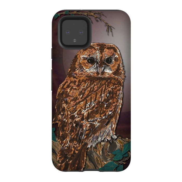 Pixel 4 StrongFit Tawny Owl - Mistress of the Night by Lotti Brown