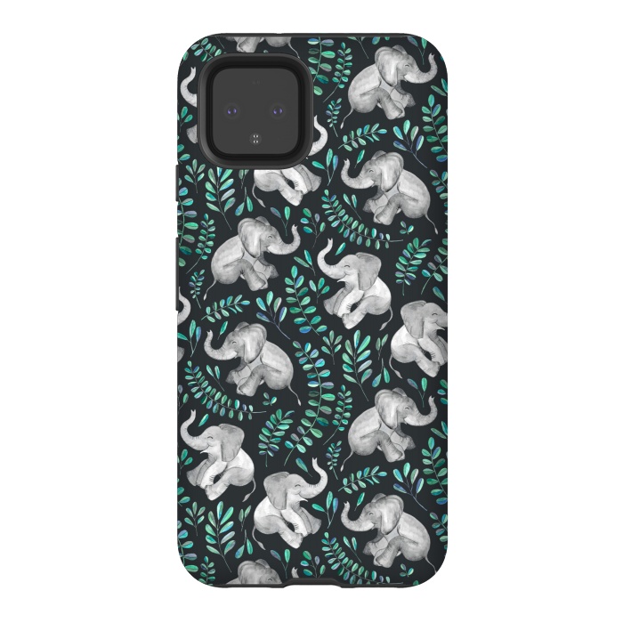 Pixel 4 StrongFit Laughing Baby Elephants by Micklyn Le Feuvre