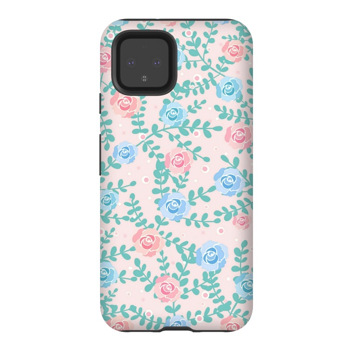 Pixel 4 StrongFit Pink blue roses by Jms