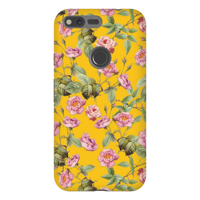 Pixel XL StrongFit Pink Roses on Yellow by  Utart