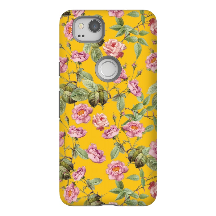 Pixel 2 StrongFit Pink Roses on Yellow by  Utart