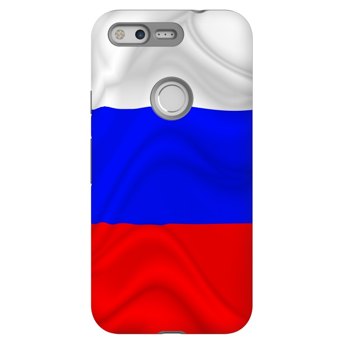 Pixel StrongFit Russia Waving Flag Digital Silk Satin Fabric by BluedarkArt