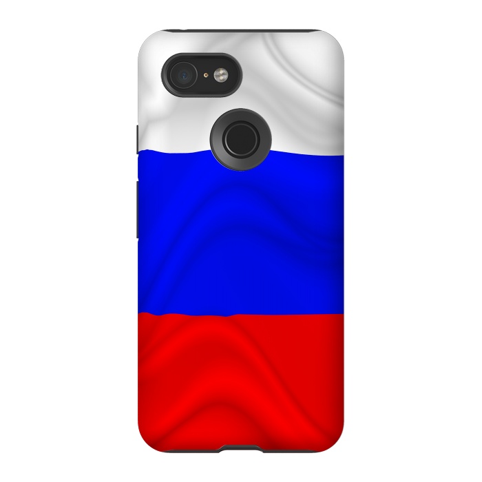 Pixel 3 StrongFit Russia Waving Flag Digital Silk Satin Fabric by BluedarkArt