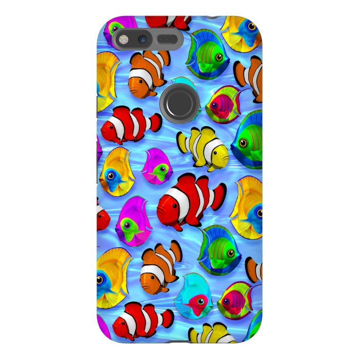 Pixel XL StrongFit Tropical Colorful Fish Pattern by BluedarkArt