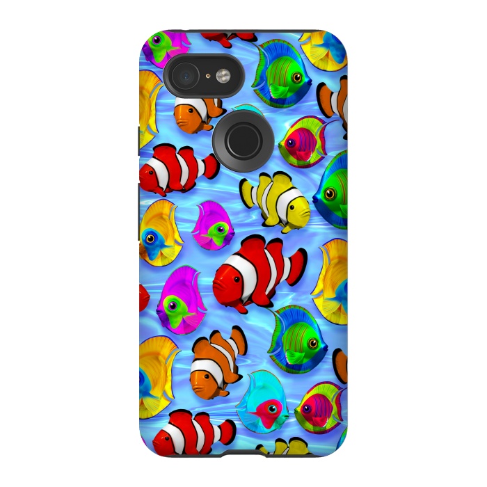 Pixel 3 StrongFit Tropical Colorful Fish Pattern by BluedarkArt