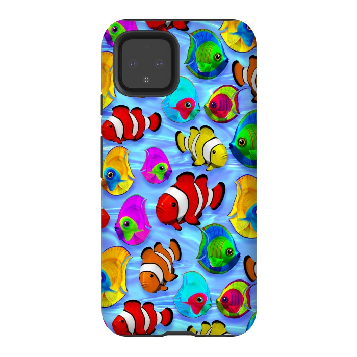 Pixel 4 StrongFit Tropical Colorful Fish Pattern by BluedarkArt